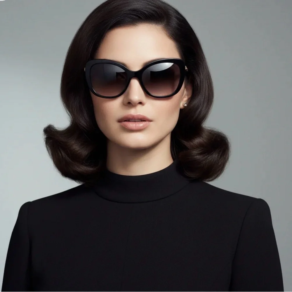 Chanel Black Square Sunglasses with Pearl Detail